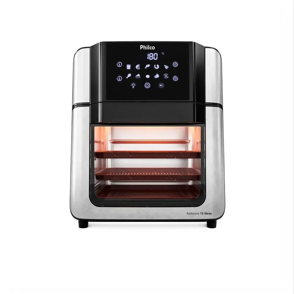 Fritadeira Air Fryer Oven Philco PAF15A 15L Digital com 10 Funções Preto Prata 220V