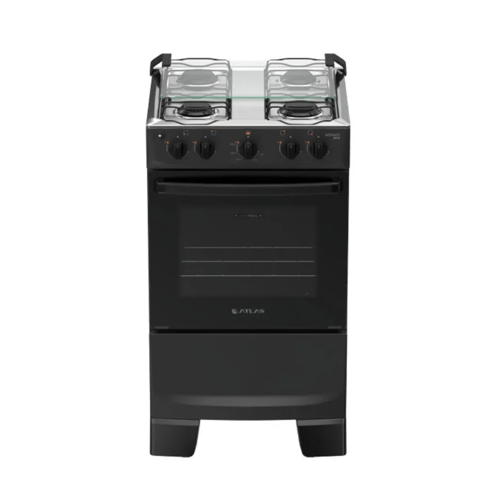 Fogão Monaco Plus New 4 Bocas Atlas Preto Bivolt
