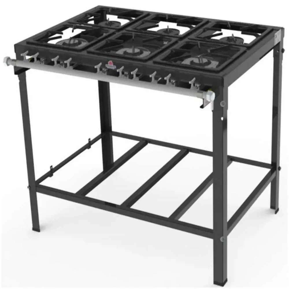 Fogão 6 Queimadores Simples de Piso Industrial Desmontável Progás PMS-600N Preto