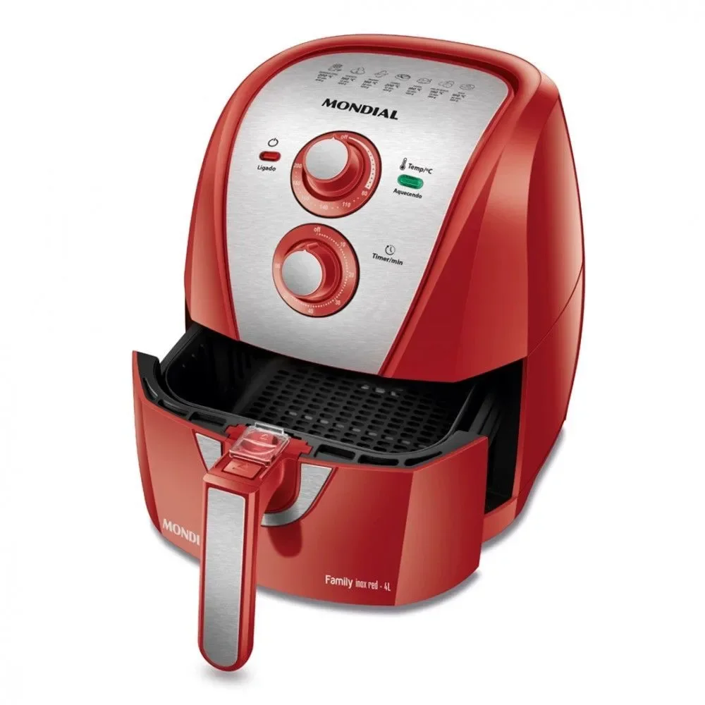Fritadeira Elétrica Air Fryer Mondial AFN40 4L 1500W com Timer Ajustável Vermelho Inox 220V