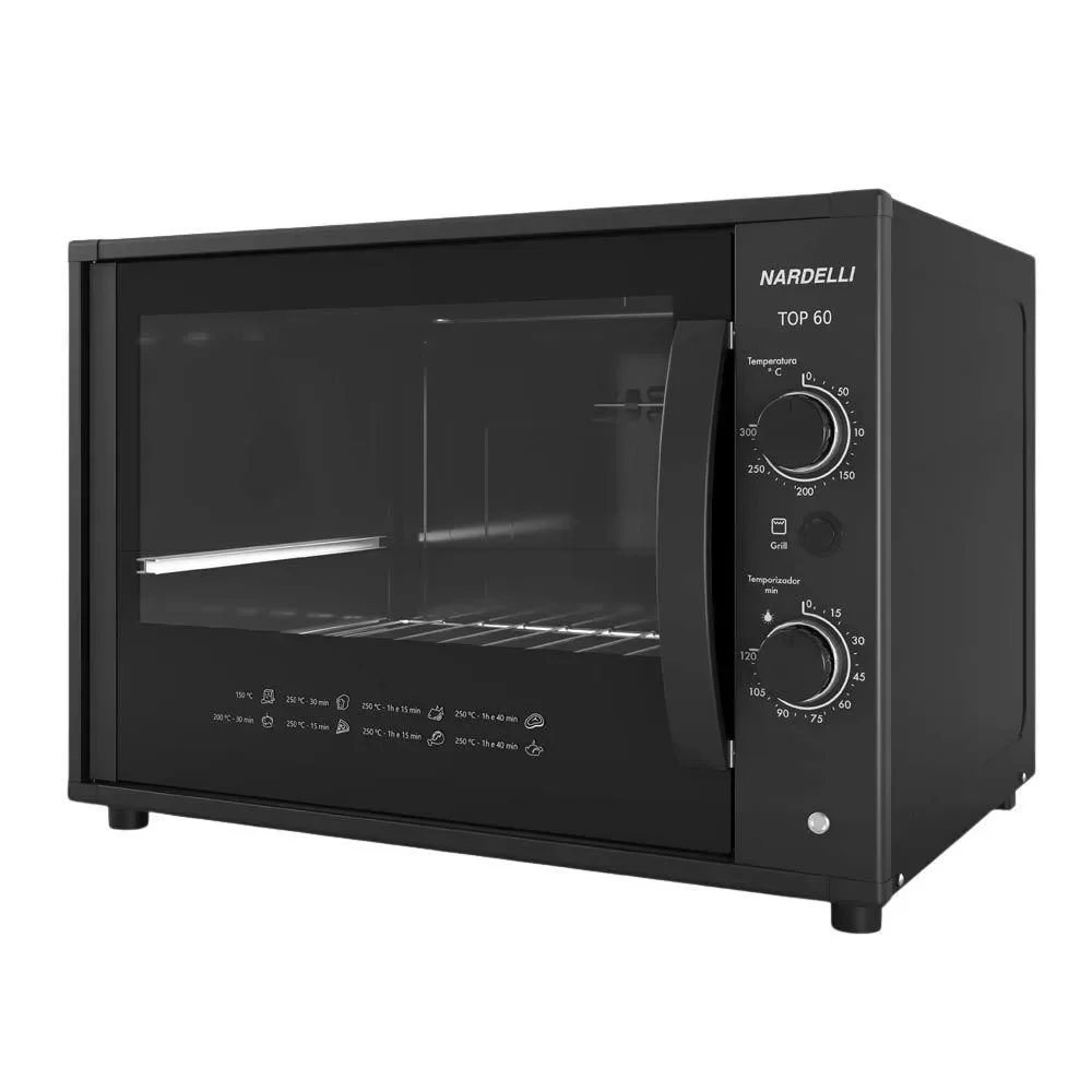 Forno Elétrico de Bancada Nardelli Top Black TOP60 60L 1750W com Grill Timer e Luz Interna Preto 110V
