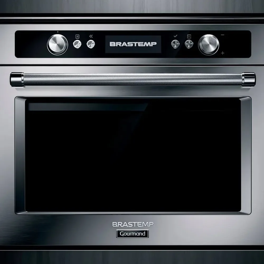 Micro-ondas de Embutir Brastemp BMO45ARBNA Gourmand 40L Grill Crisp Vapor Sistema 3D Inox 220V