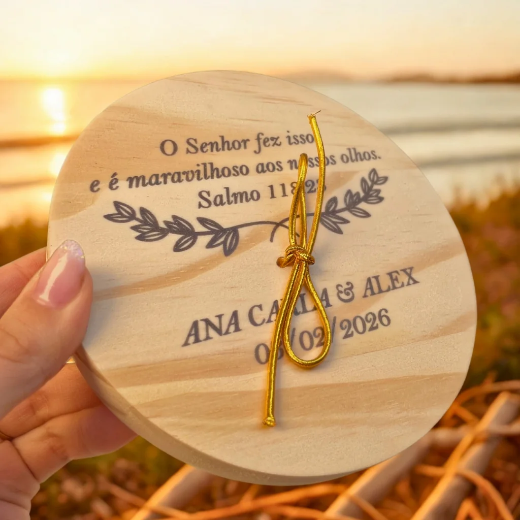 PORTA ALIANÇA PARA CASAMENTO EM MADEIRA PINUS PERSONALIZADA E ENVIADA EM 24 HORAS UTEIS