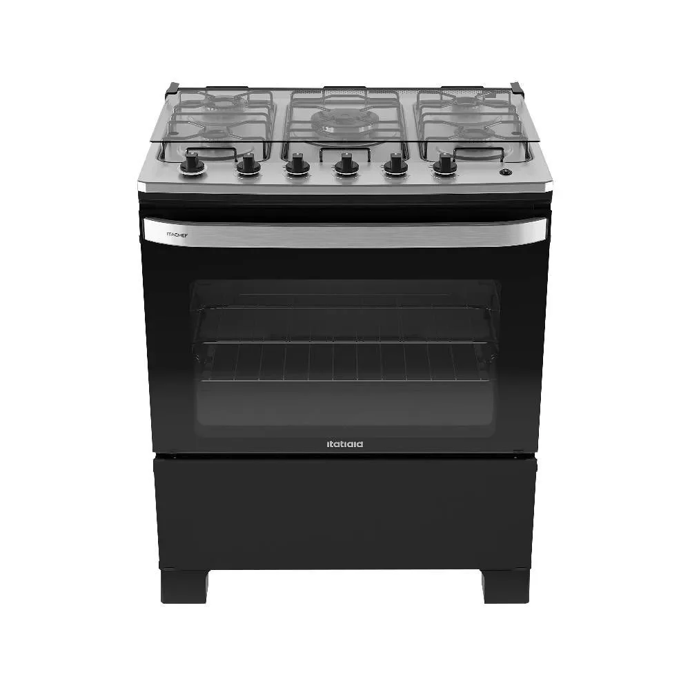 Fogao Itatiaia Itachef 5 Bocas Mesa De Inox Preto Tripla Chama Bivolt (3700000500)