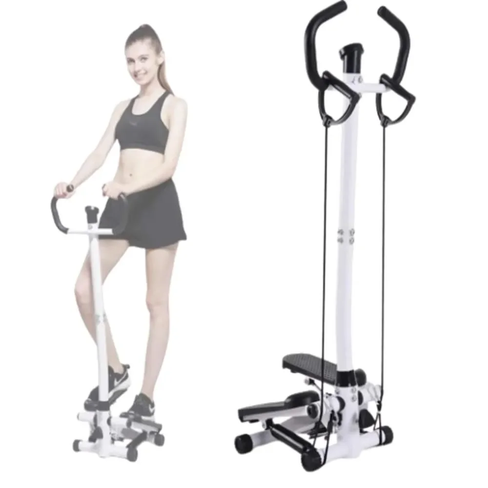 Mini Stepper de Treinamento Fitness com Cordão Elástico para Exercícios Aeróbicos com Resistência Ajustável Preto Bivolt