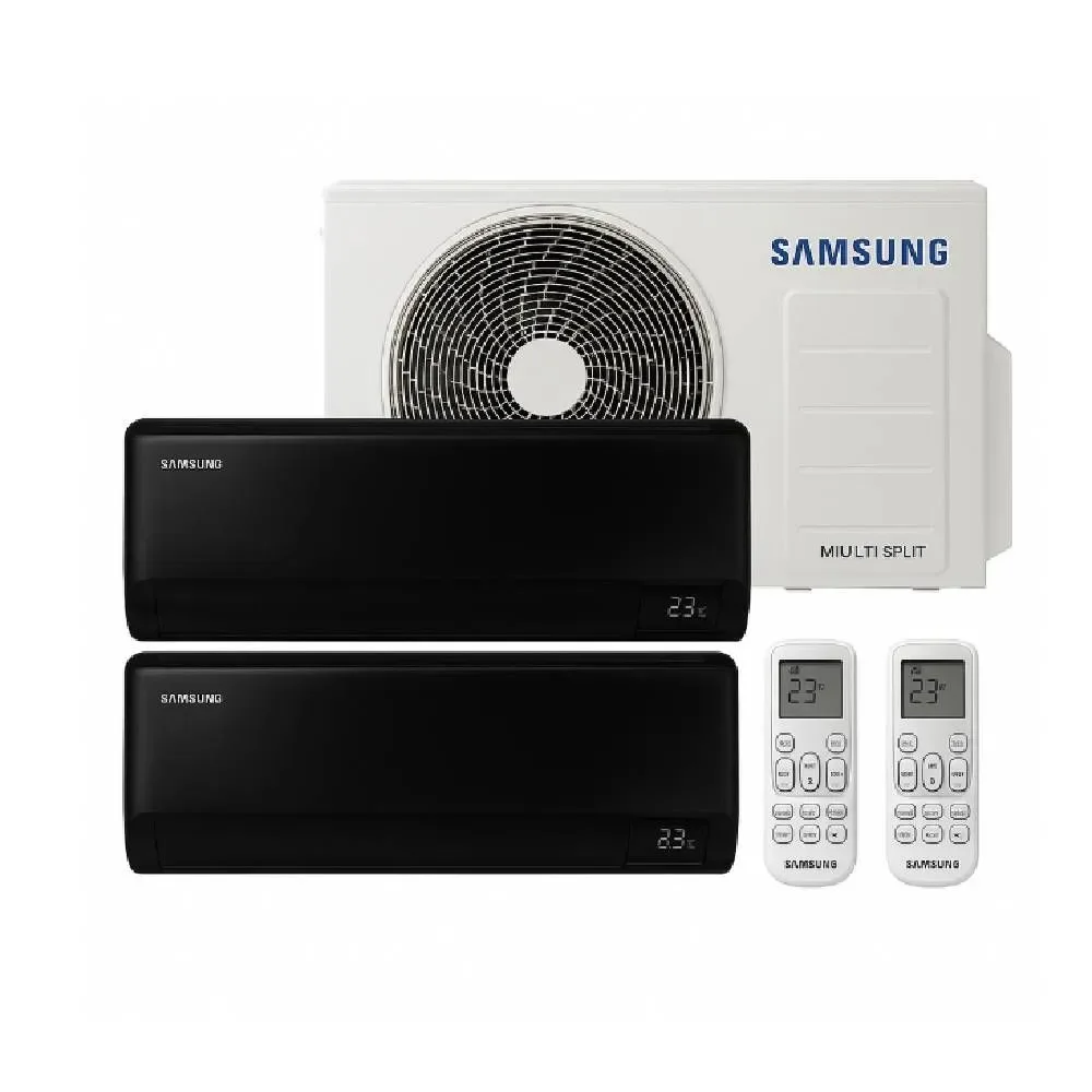 Ar Condicionado Multi Bi Split Samsung Wind Free Black 18000 BTUs 1x9000+1x12000 Quente e Frio Inverter 220V