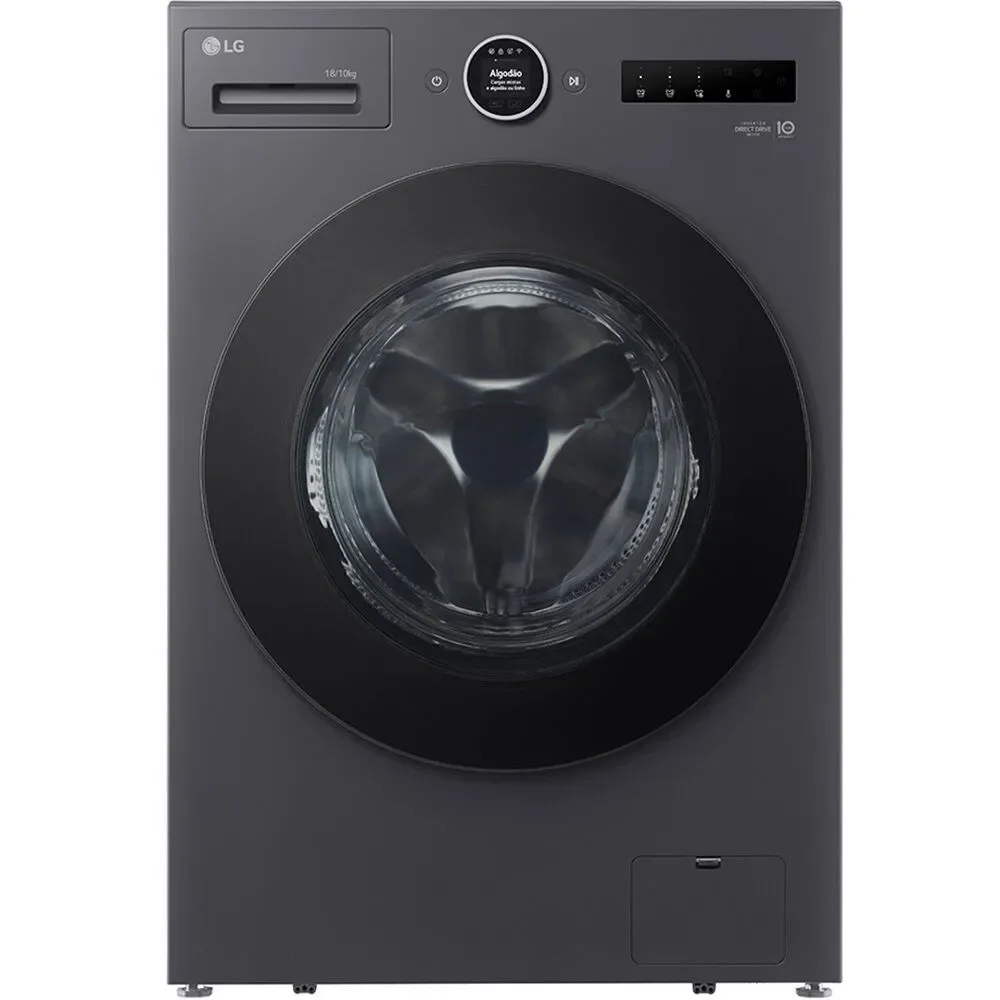 Lava e Seca LG WD18GNT 18KG 10KG Inteligência Artificial Turbo Wash 360 graus  Wi-Fi Inox 110V