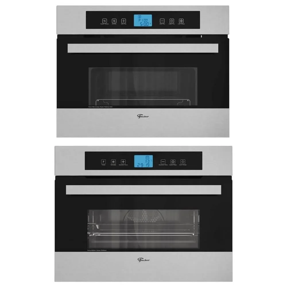 Kit Forno Elétrico de Embutir e Micro-ondas Fischer Platinium 43L e 35L Air Fryer Inox 110V