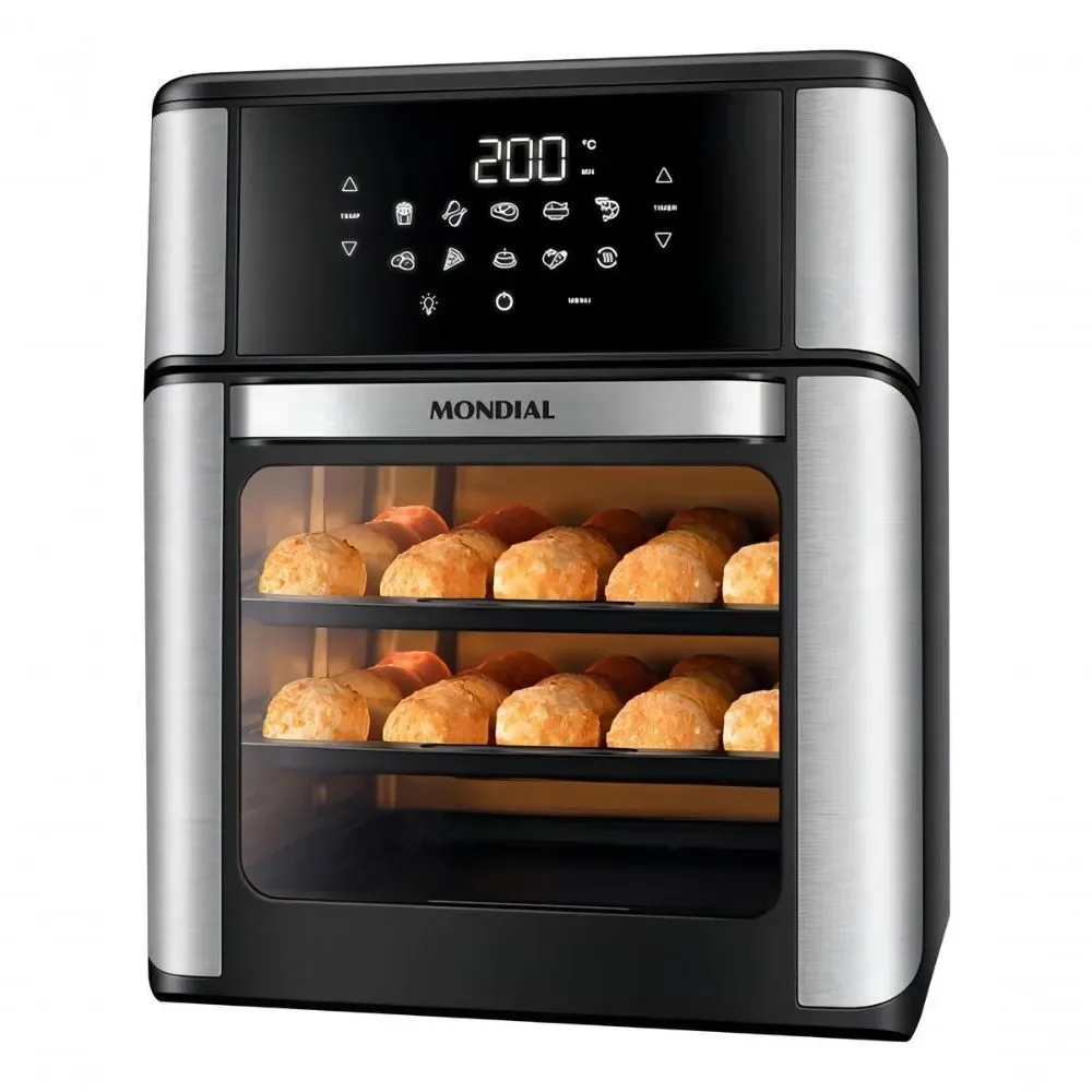 Fritadeira sem Óleo Air Fryer Mondial AFO12LBI 12L 2000W Digital com Cesto Removível e Antiaderente Preto 220V