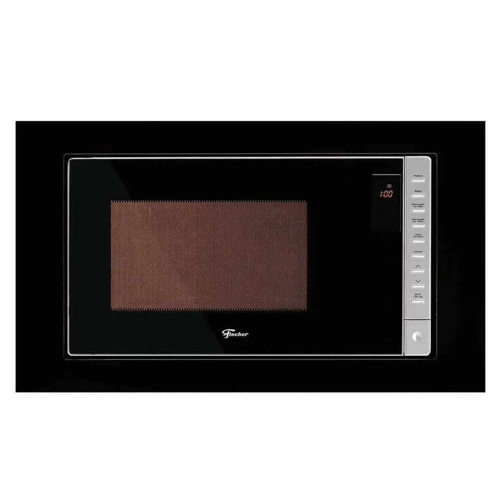 Micro-ondas de Embutir Fischer Fit Line Embutir 25L Moldura Preta com Função Descongelar Preto 110V