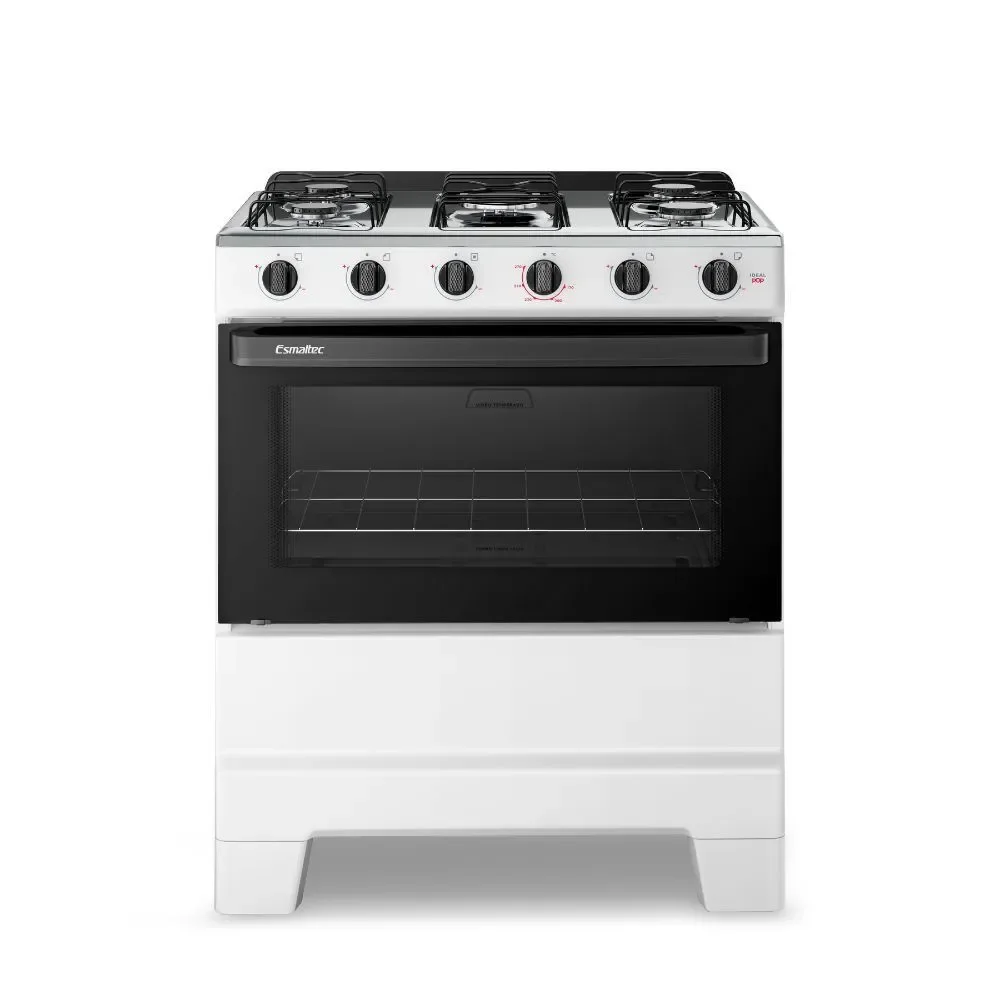 Fogão de Piso 5 Bocas a Gás Esmaltec Ideal Pop com Forno com Luz Acendimento Manual Branco