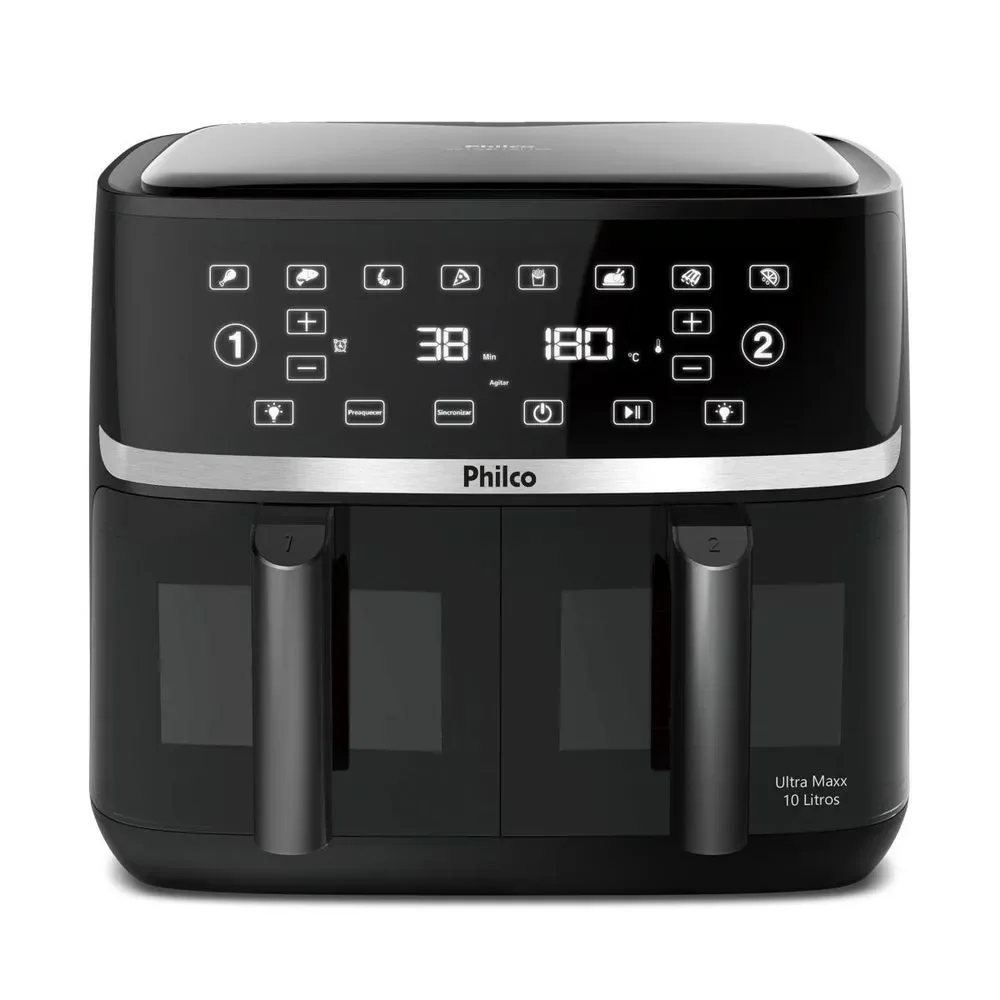 Fritadeira Air Fryer Philco PAF10A 10L 2000W Cesto Duplo Digital com Timer e Temperatura Ajustável 220V