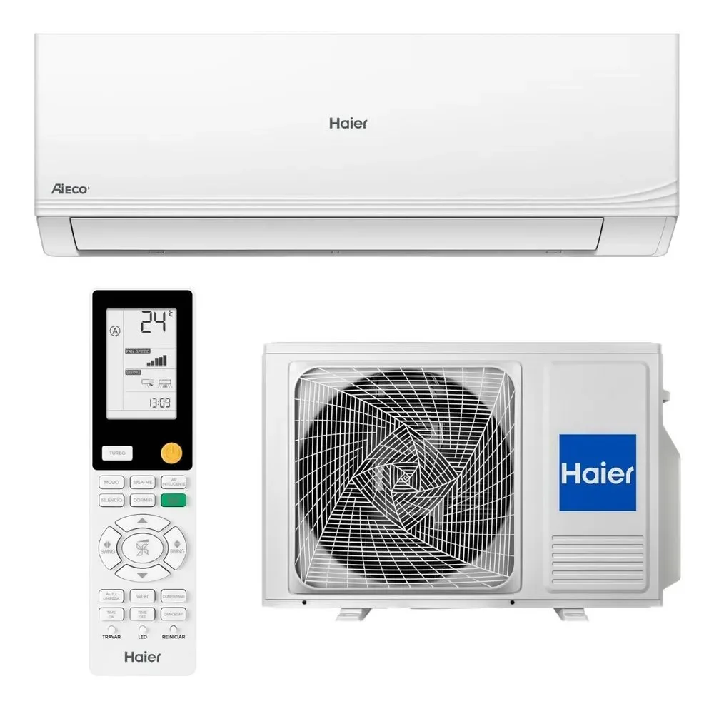Ar Condicionado Split Hi Wall Haier 9000 BTUs Inverter Frio Active Cool Wi-fi HSQB-09RC1MAP Branco 220V