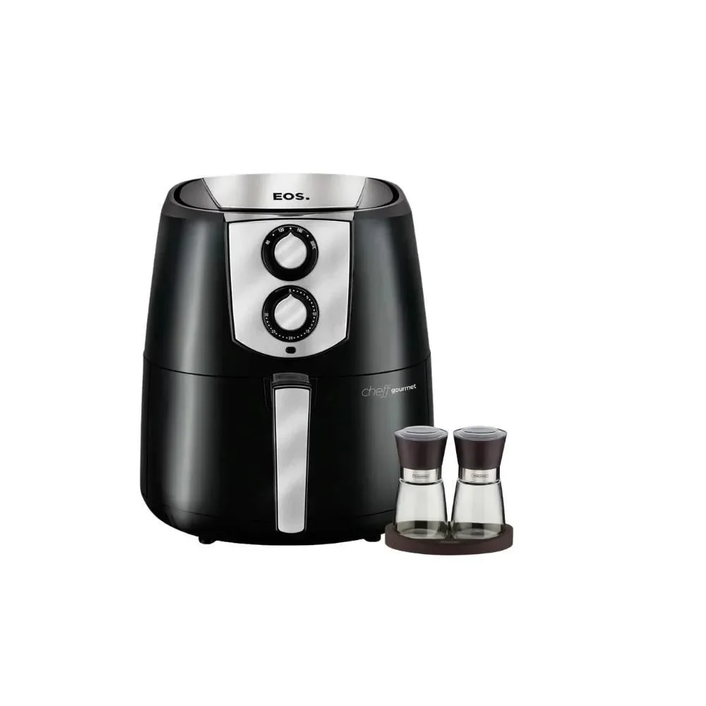 Kit Fritadeira sem Óleo Air Fryer EOS EAF42P 4,2L 1500W Preta 110V com Moedor Sal e Pimenta