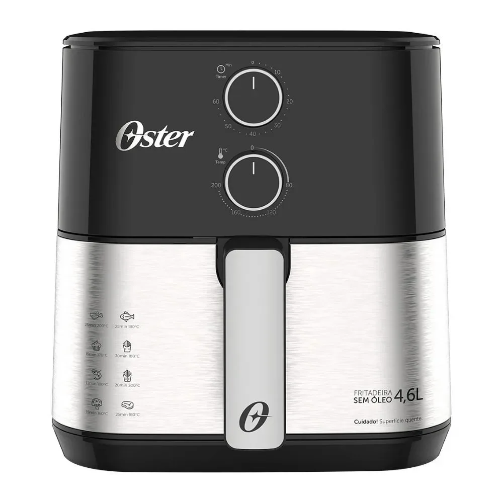 Fritadeira Air Fryer Oster OFRT520-220 4,6L 1500W Antiaderente com Cesto Removível e Timer 60 Minutos 220V