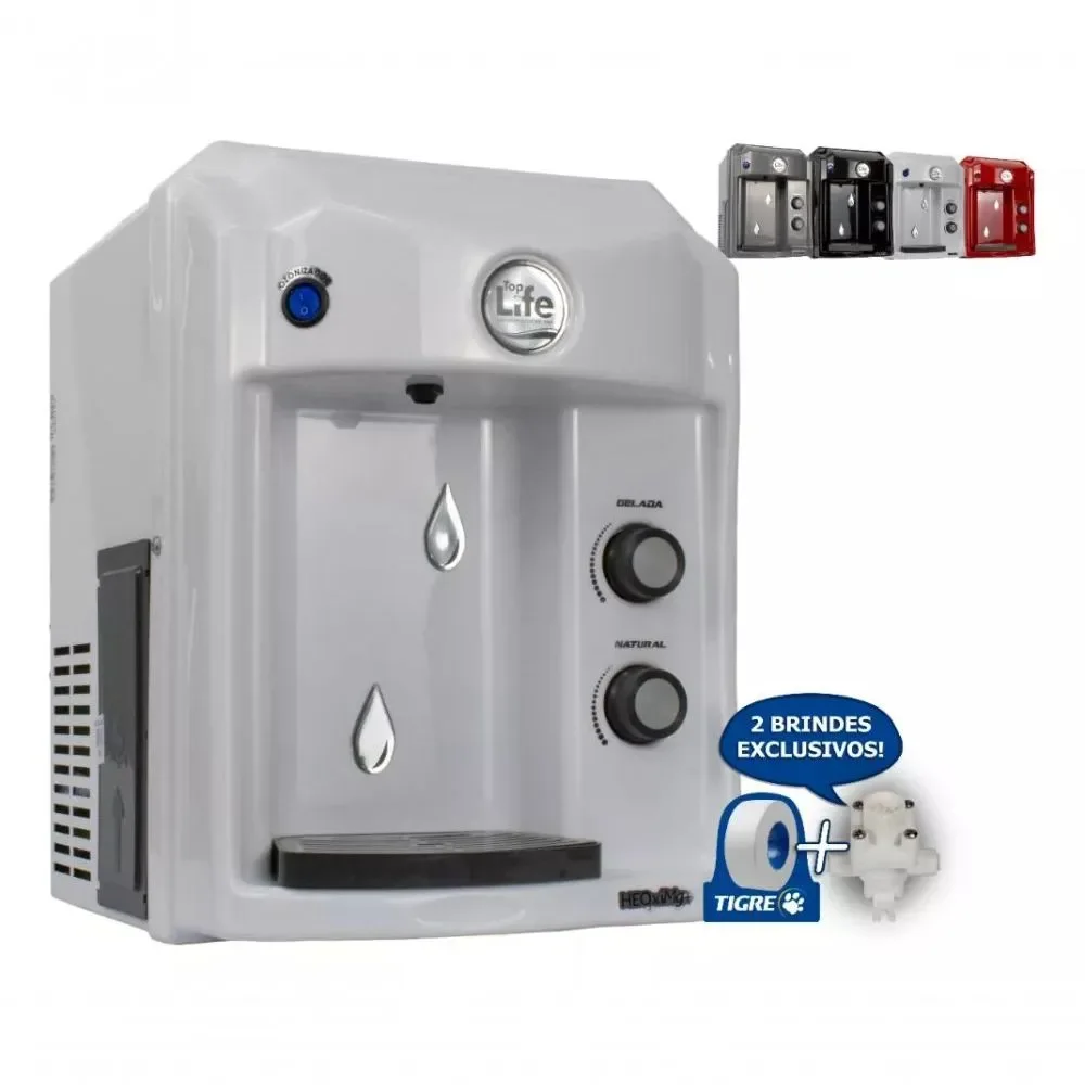 Purificador de Agua Sobre Pia Top Life Alcalino 9 Estagios Agua Alcalina Ionizada Ozônio e Magnesio Branco 110V