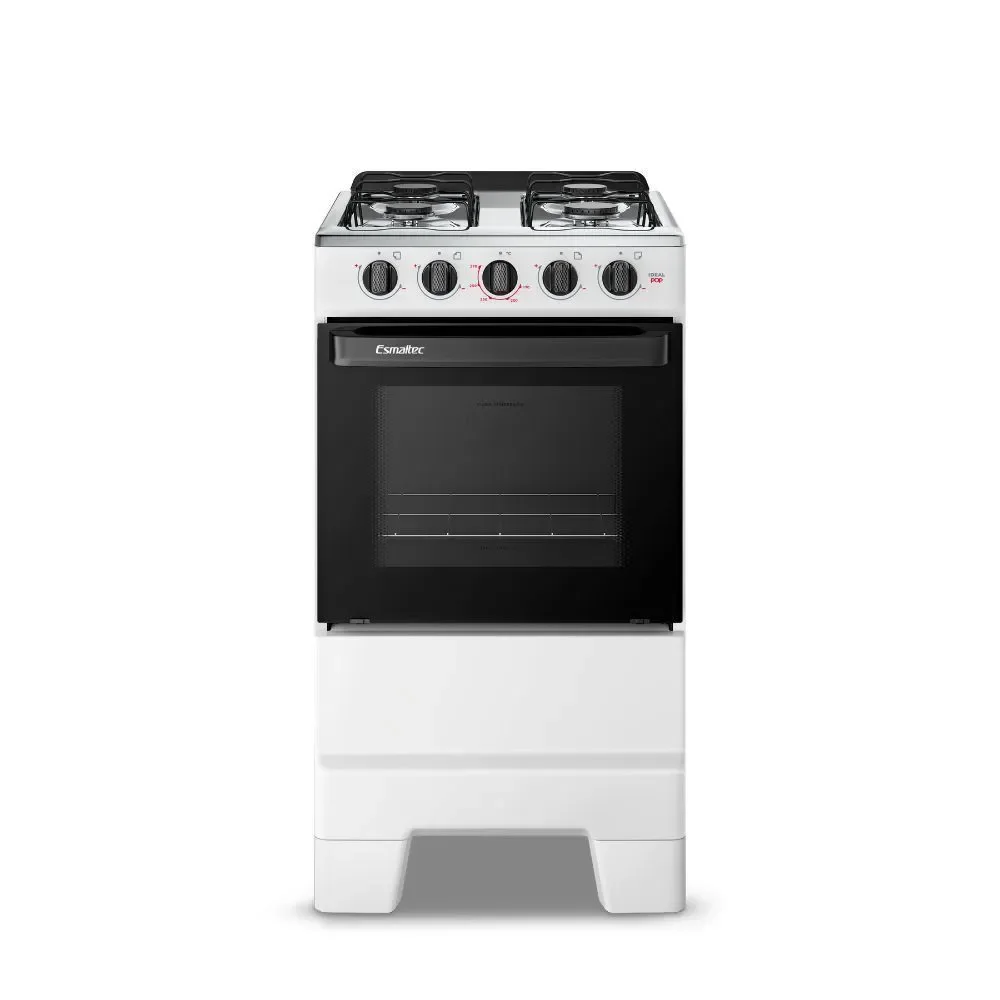 Fogão de Piso 4 Bocas a Gás Esmaltec Ideal Pop com Forno com Luz Interna Acendimento Manual Branco
