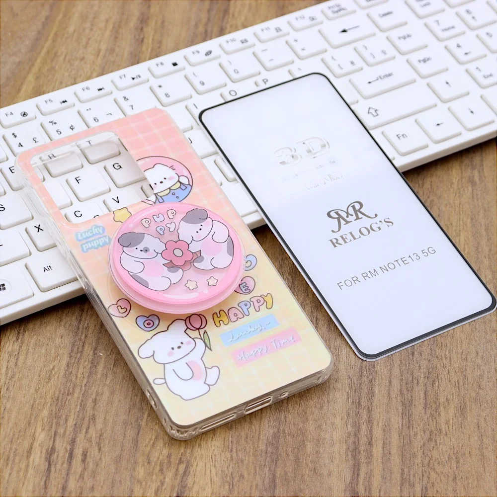 Capa Estampada Suporte Para RM NOTE 13 5G com Película Vidro 3D