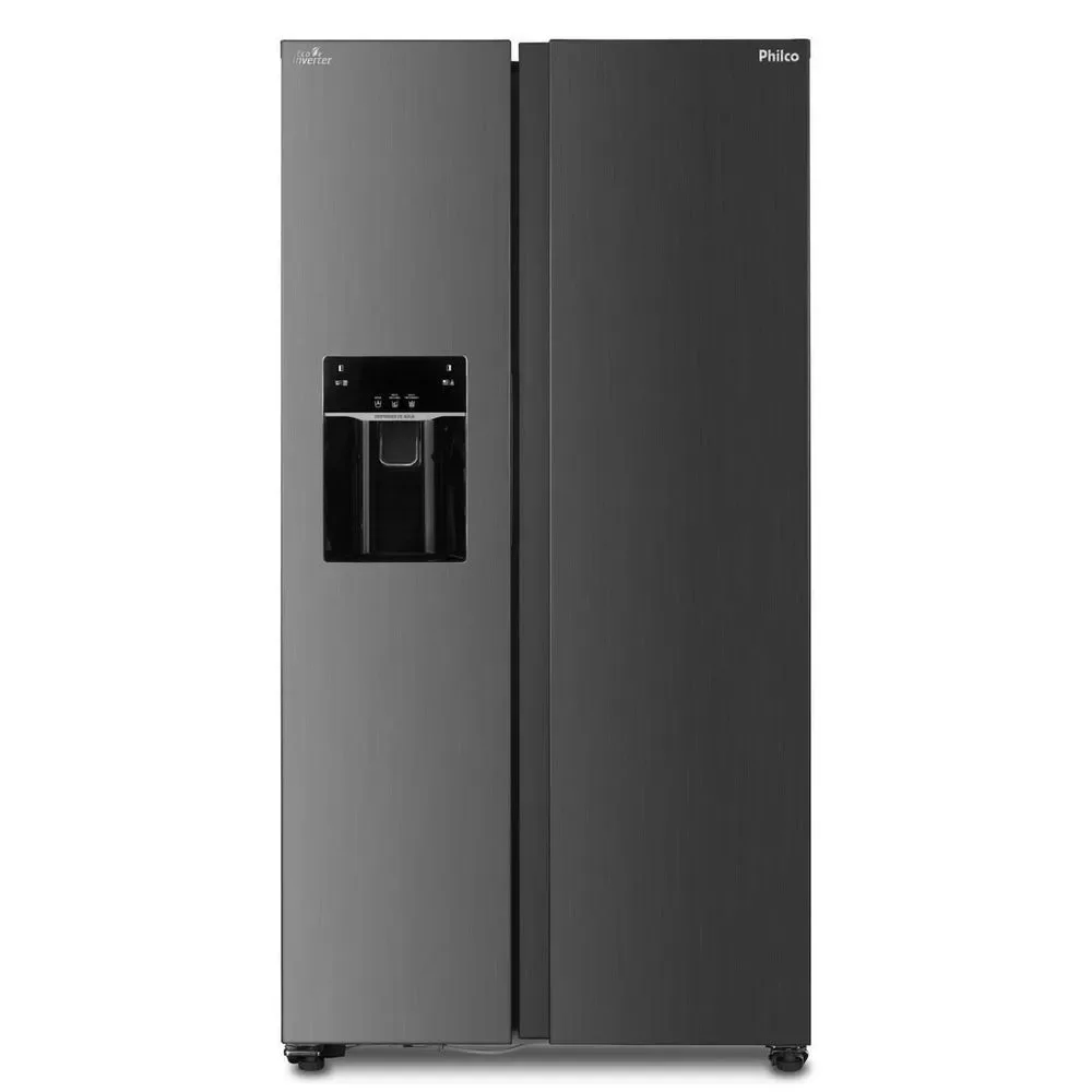 Geladeira Philco Side By Side Frost Free Inverter 513L com Dispenser de Água e Gelo PRF613ID Inox 220V