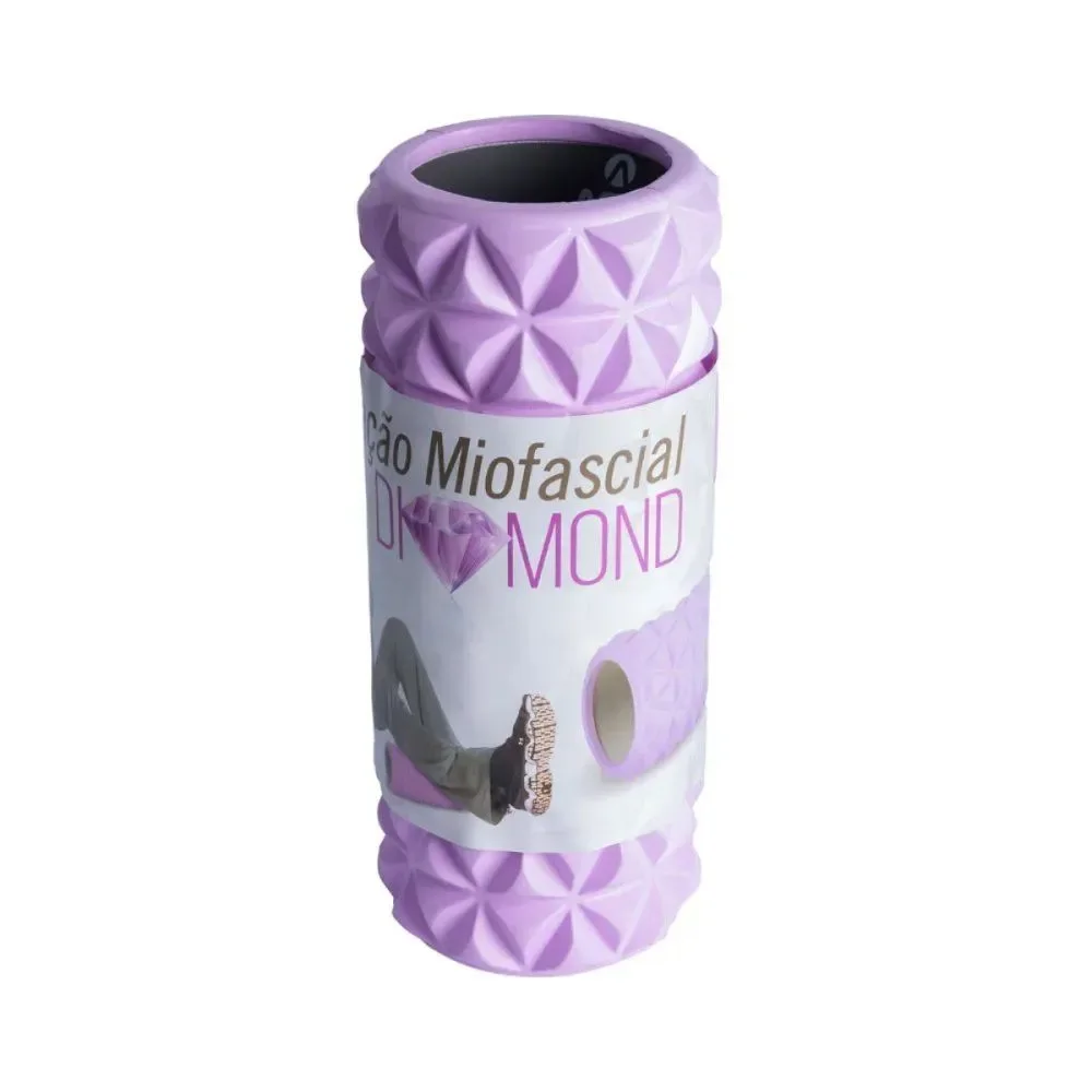 Rolo de Liberação Miofascial Diamond para Recuperação Muscular com Ranhuras Triangulares Lilás e Preto Acte Sports