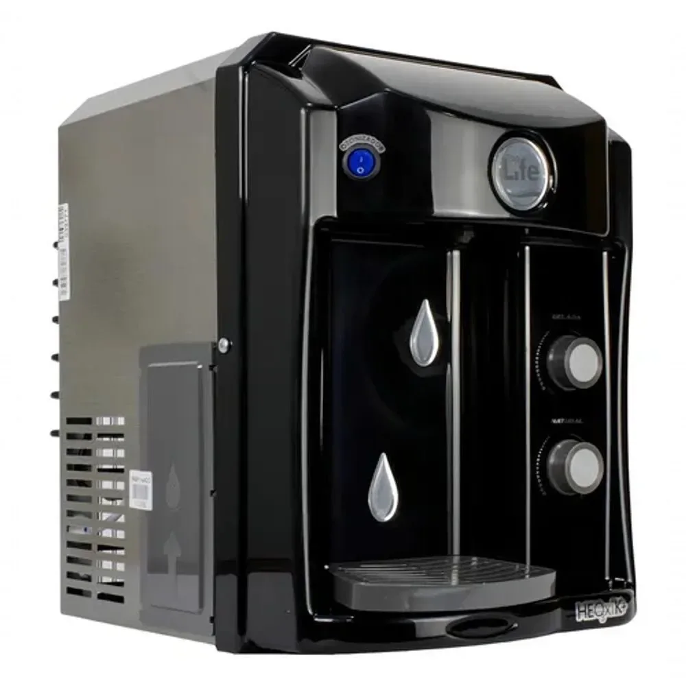 Purificador de Água de Bancada Top Life He Oxi K+ Tripla Filtragem Natural e Gelada Preto 110V