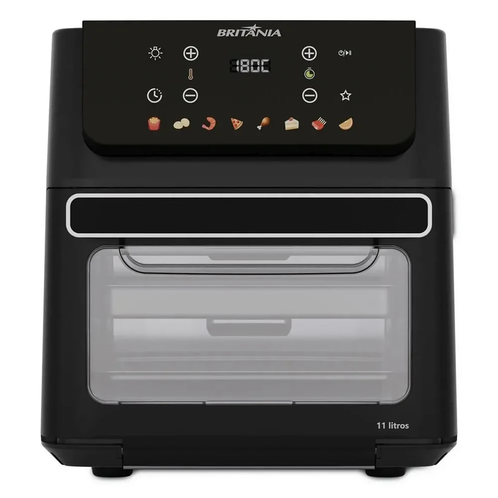 Fritadeira sem Óleo Air Fryer Britânia Oven BAF11A 6,8L 1800W Multifunção com Timer e Revestimento Antiaderente Preto