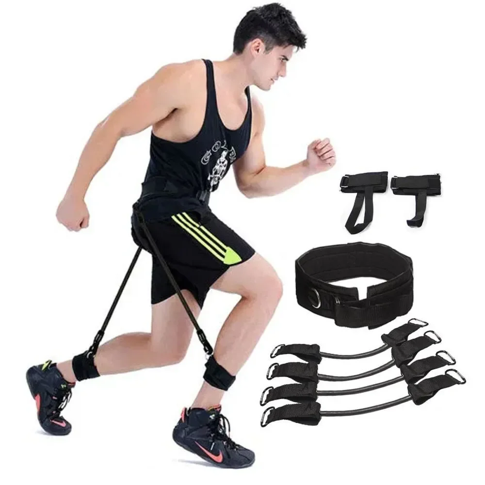 Elástico para Treino Funcional com Cinto e Tornozeleiras para Salto Corrida e Esportes Preto GXM