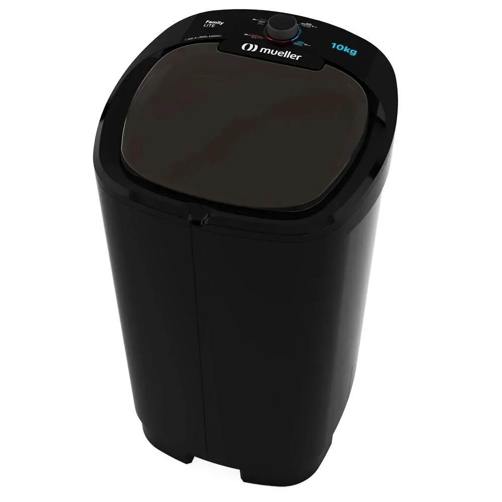 Lavadora de Roupas Mueller Family Lite 10kg Semiautomática com Family Filter e Dispenser Preto 220V
