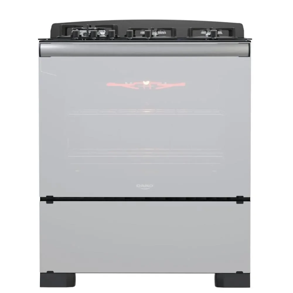 Fogão de Piso 5 Bocas Gás Dako Diplomata Glass Grill Style Mesa de Vidro Temperado Acendimento Automático Preto Bivolt