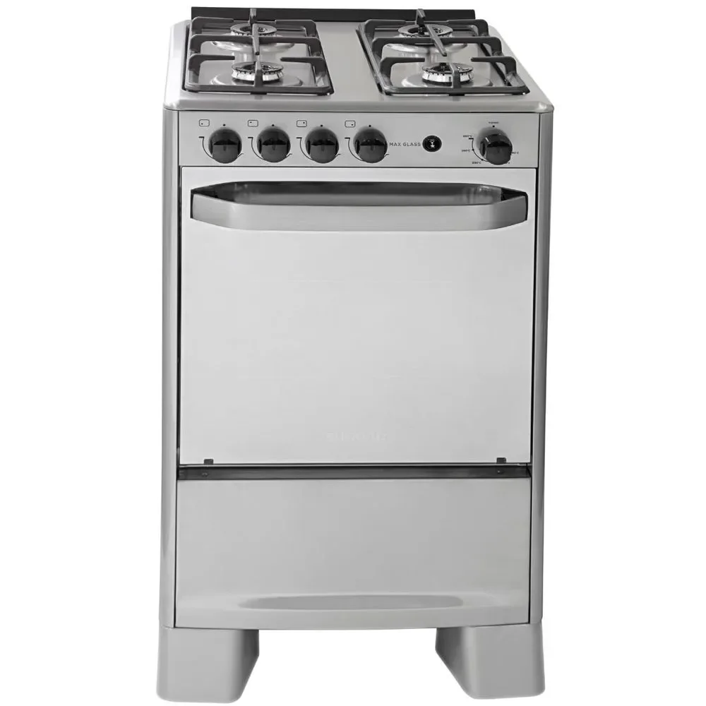 Fogão de Piso 4 Bocas a Gás Suggar FGISL410PRIX Mesa em Inox Acendimento Automático Prata Bivolt