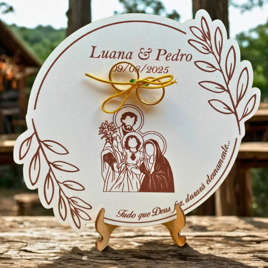PORTA ALIANÇA PARA CASAMENTO SAGRADA FAMILIA PERSONALIZADO