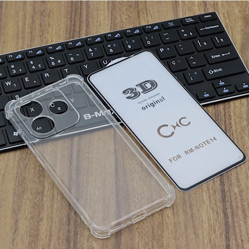Capa Transparente Proteção de Camera Para Note 14 com Película 3D