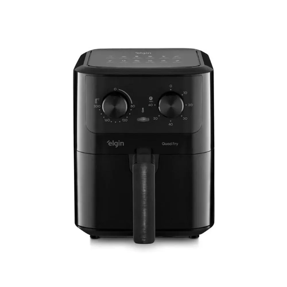 Fritadeira sem Óleo Air Fryer Elgin Quad Fry 4,2L 1400W com Timer e Funções Assar Grelhar Desidratar Preto 220V