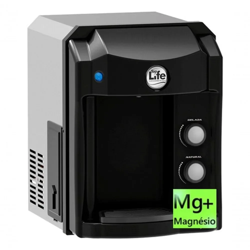 Purificador de Água de Bancada Top Life Super Alcalina Ionizada com Ozônio Natural e Gelada Preto 220V