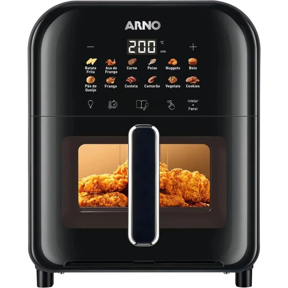 Fritadeira sem Óleo Air Fryer Arno Easy Fry Turbo AFI6 6L 2000W Direct Heat Preto 110V
