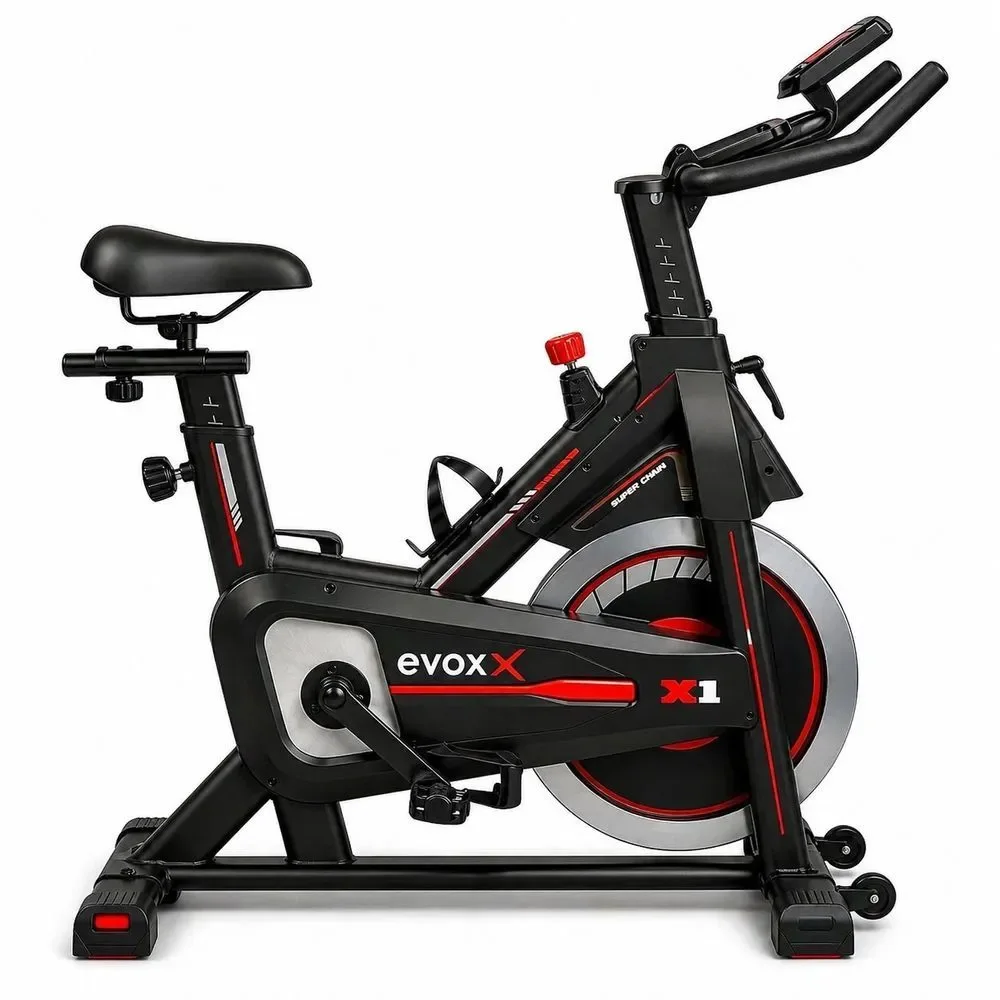 Bicicleta de Spinning Evox Fitness X1 Disco 13kg Semiprofissional Suporta 130kg Uso Residencial Comercial