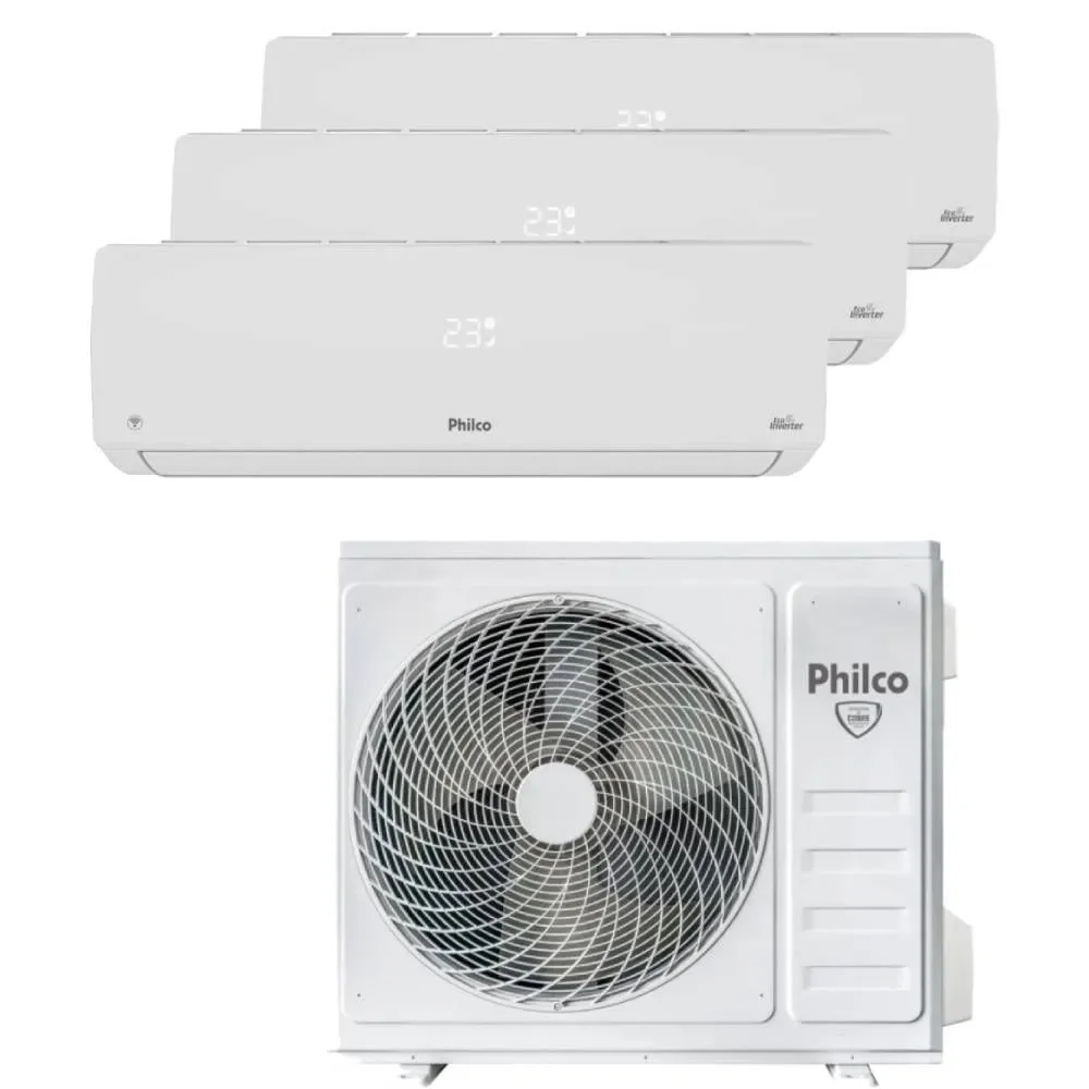 Ar Condicionado Tri Split Philco 27000 BTUs (HW 09K+09K+12K) Quente e Frio Inverter 220V R32 (PAC27QV)
