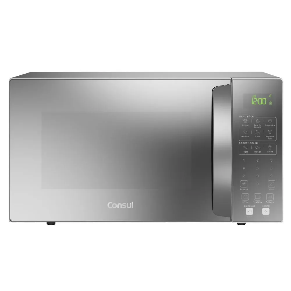 Micro-ondas de Bancada Consul CMS46AR 32L com Menu Fácil Tira Odor Trava de Segurança Cinza Espelhado 220V