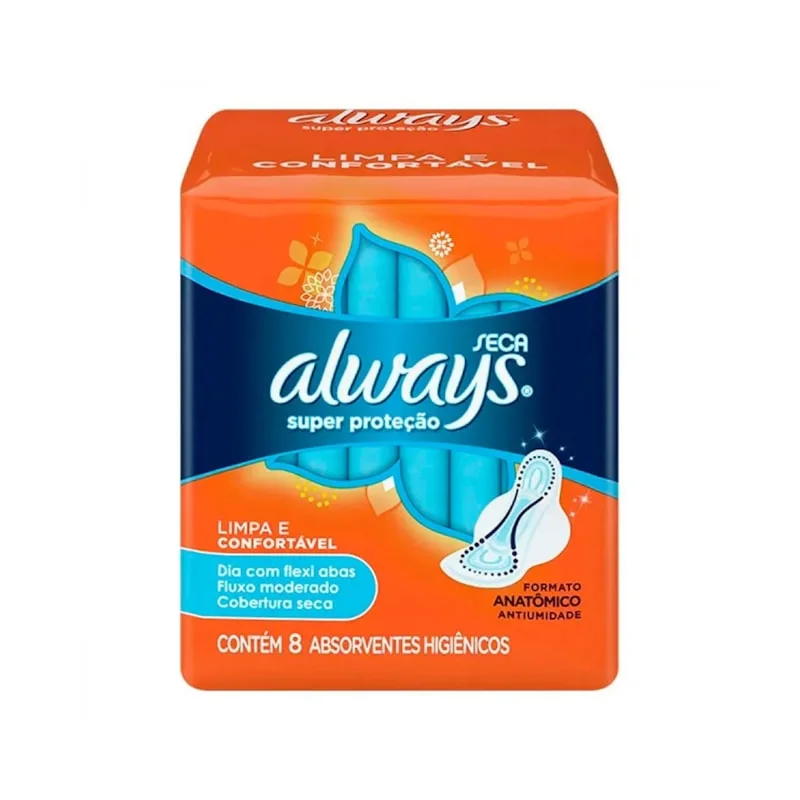 Absorvente Always Externo Super Proteção Seca Moderado Com Abas Anatôm