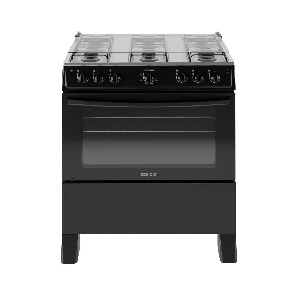 Fogão Itatiaia Star New Piso 6 Bocas Preto Mesa De Inox Bivolt 3700000474
