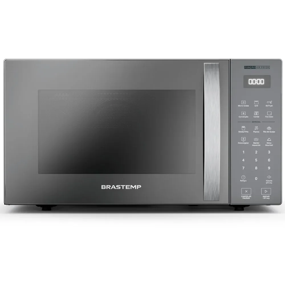 Micro-ondas Airfryer de Bancada Brastemp BMC29AR 29L com Grill Convecção Trava Inox 110V