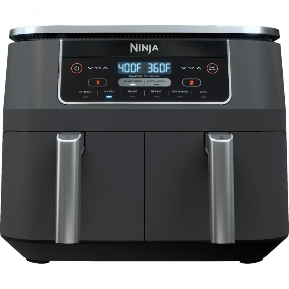 Fritadeira Air Fryer Ninja Professional DZ201 7 e 5L 1690W Dual Zone Antiaderente Cinza 110V