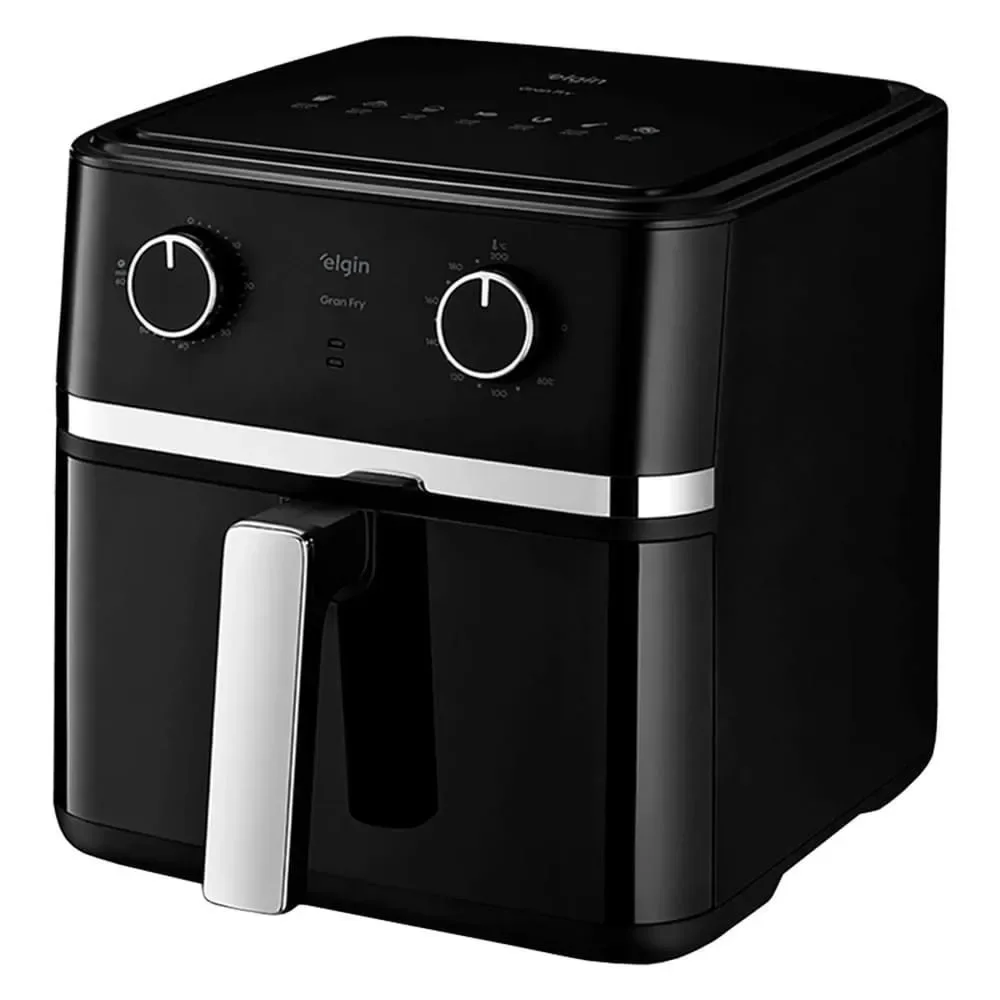 Fritadeira Elétrica Air Fryer Elgin Gran Fry 8L Preto com Cesto Removível e Timer 60min 220V