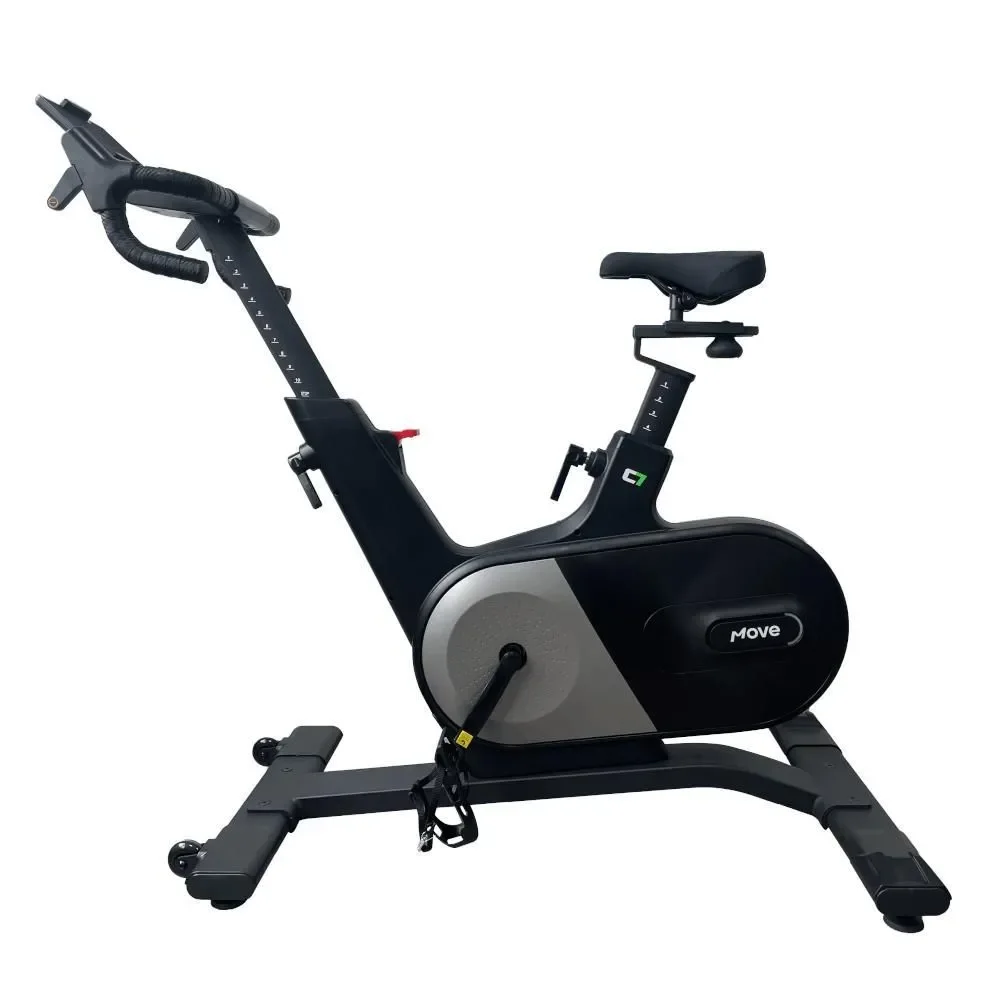 Bicicleta de Spinning Movement C7 Move Eletromagnética Bluetooth Preto para Uso Residencial e Comercial 120kg