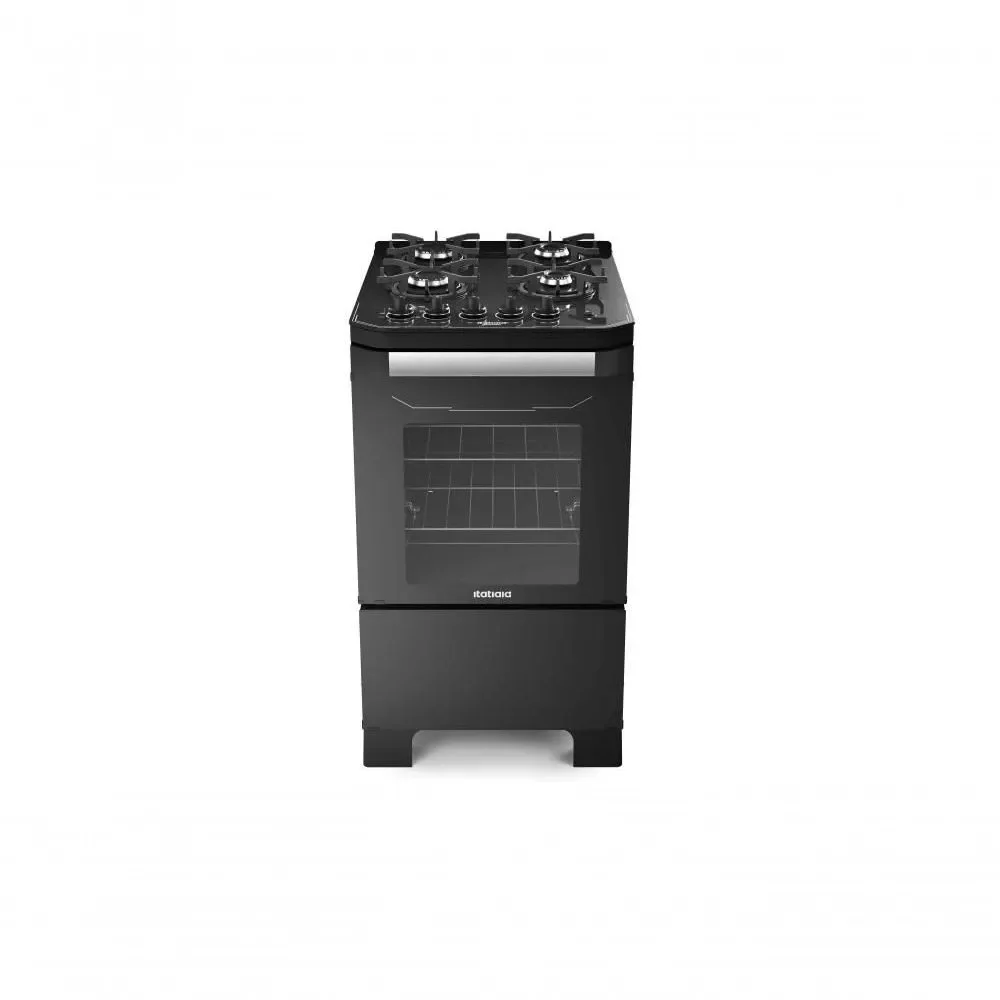 Fogão de Piso 4 Bocas Itatiaia Itamaster Inox Acendimento Automático Preto Bivolt