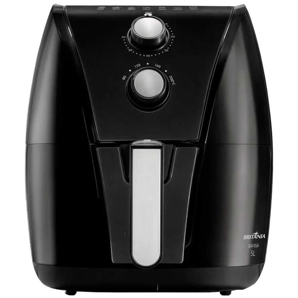 Fritadeira Air Fryer Britânia BAF45A 5L 1500W Cesto Removível Antiaderente Timer 60 Min Preto