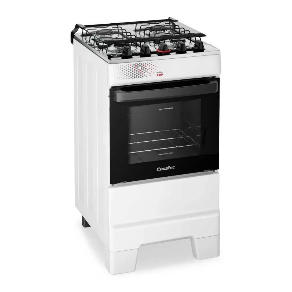 Fogão a Gás de Piso 4 Bocas Esmaltec Ideal Top Mesa Inox Acendimento Automático Branco Bivolt