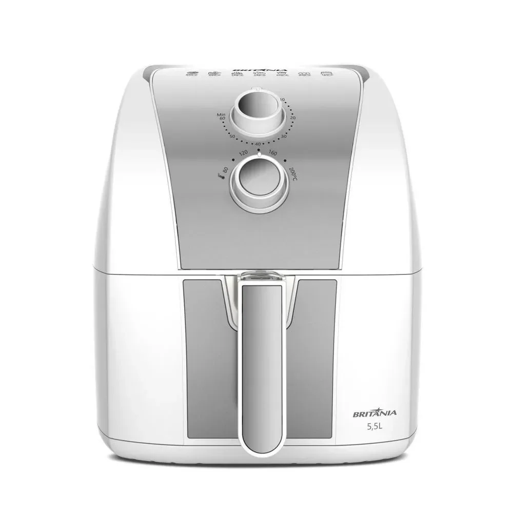 Fritadeira Elétrica Air Fryer Britânia BAF52 5,5L 1500W Antiaderente Cesto Removível Timer 60 Min 220V