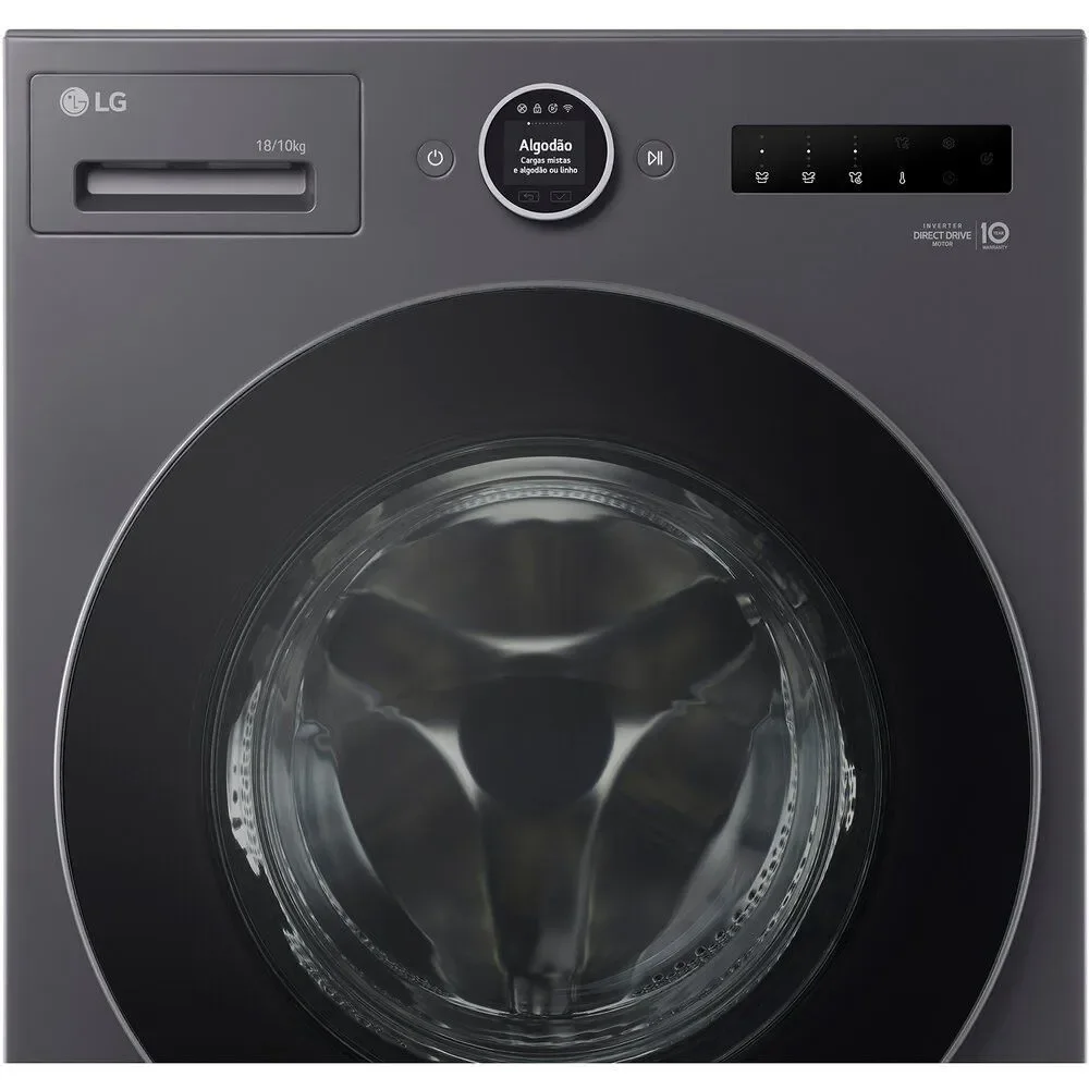 Lava e Seca LG WD18GNT 18kg 10kg Inteligência Artificial Turbo Wash 360 graus  Inox 220V