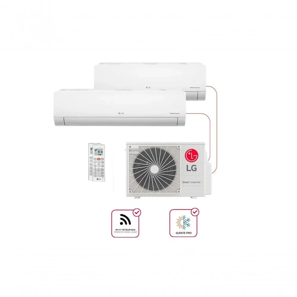 Ar Condicionado Multi Split LG Inverter 39000 BTUS 1x Evap Hi Wall 9000 e 1x Evap Hi Wall 18000 Quente e Frio 220V